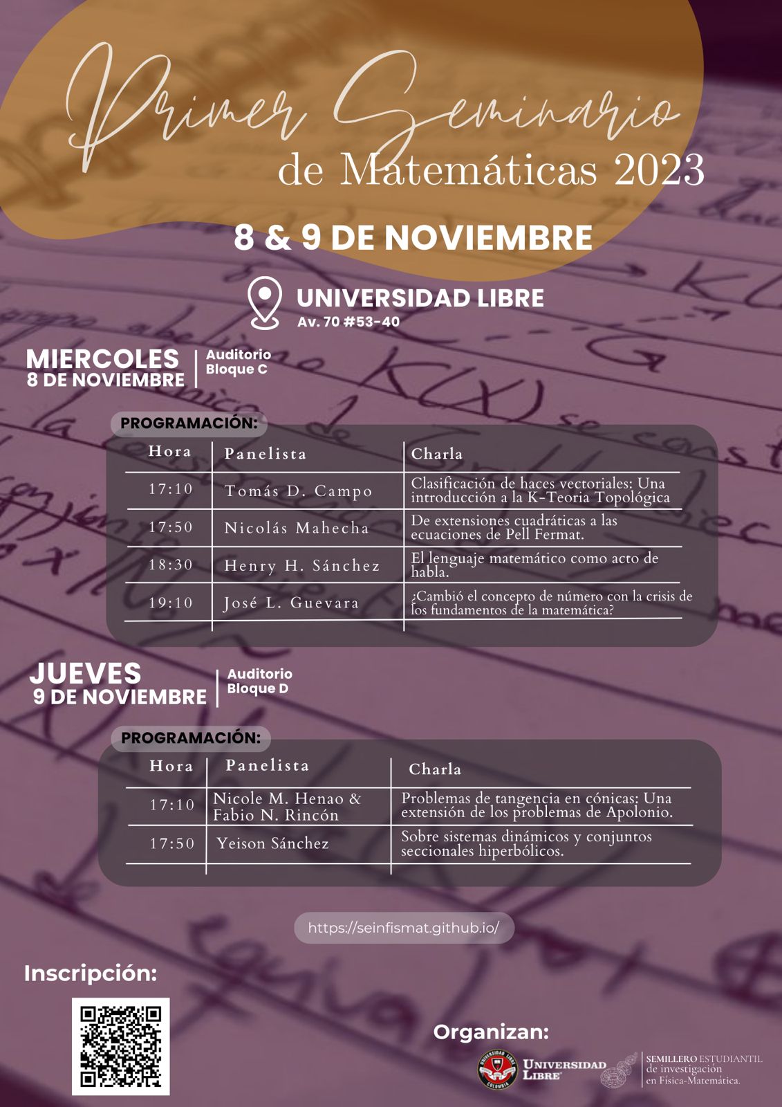Flyer Primer Seminario de Matemáticas 2023