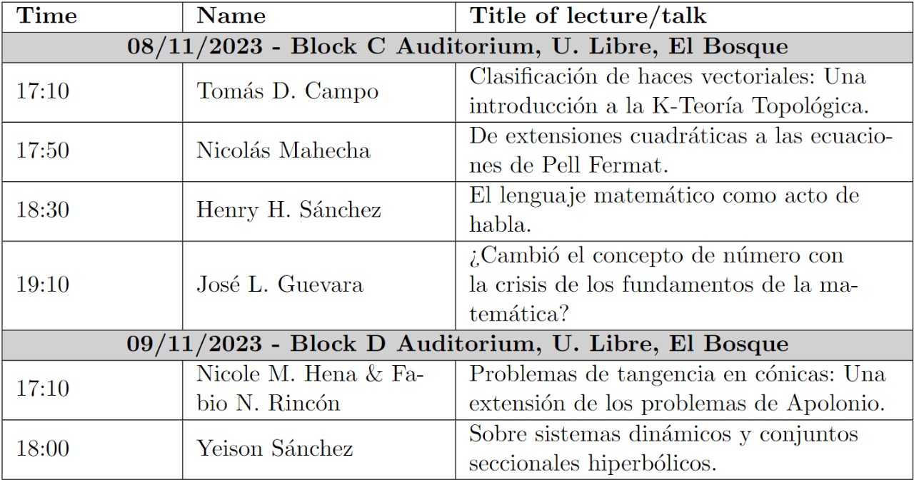 Seminar Schedule